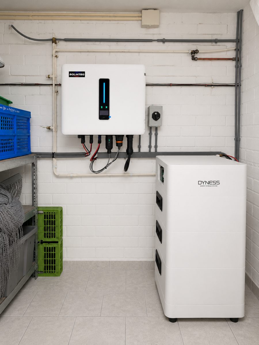 Dyness Tower 10,6 kWh thuisbatterij geïnstalleerd in een woning